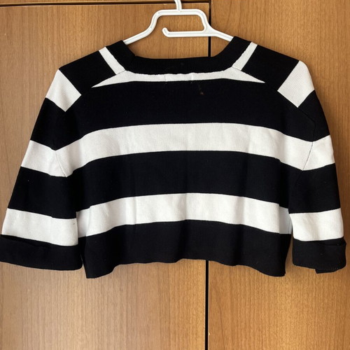 Calliope Cropped Striped Knit Top XS like new, black and white