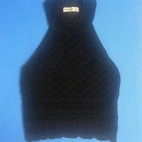 Stradivarius Y2K Black Halter-neck Knit Top Size S like new
