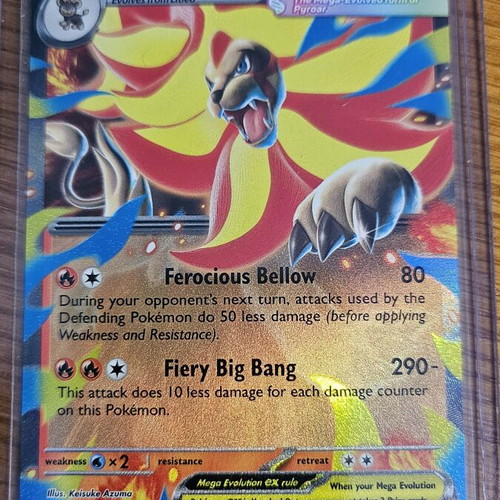 Mega Pyroar EX Chaos Rising 015/086 new card with sleeve and toploader