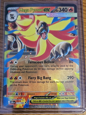 Mega Pyroar EX Chaos Rising 015/086 new card with sleeve and toploader