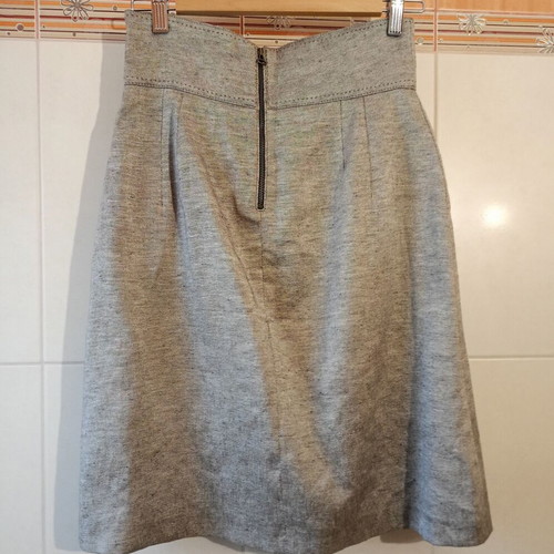 Zara high-waisted linen skirt beige-silver used, size S