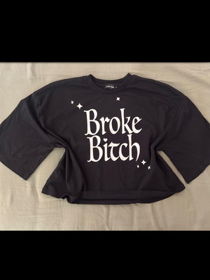 Black oversized printed T shirt like new, cropped, size M, Tally Weijl