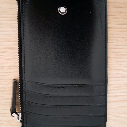 Mont Blanc cardholder with zipper and card slots like new, black