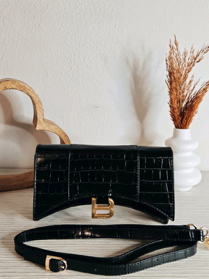 Black Croco Bag Zara new with detachable strap