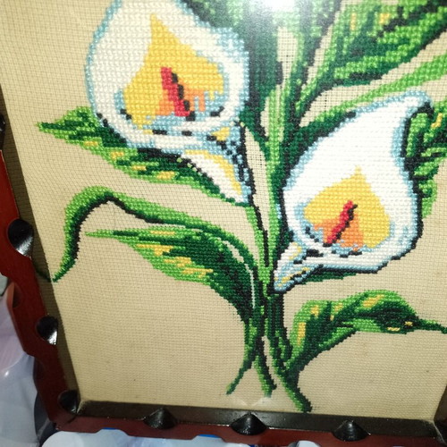 Wedding gift: handmade canvas with embroidery "Wildflower" with handmade embroidery from the 1960s.