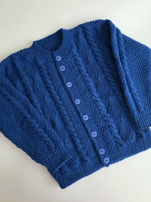 Handmade knitted cardigan for boy or girl 4-5 years old, new, blue