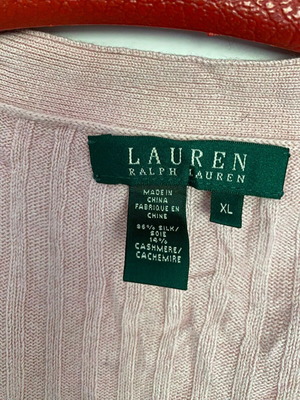 Lauren Ralph Lauren pink vest, 65% silk & 14% cashmere, XL