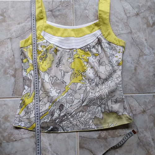 My Way top new, cotton, white and yellow, size L