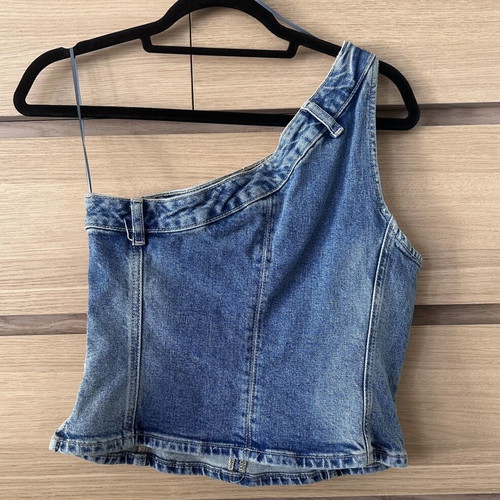 Zara one shoulder denim top size M like new, blue
