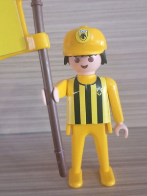 Playmobil AEK fan figure with team flag, like new