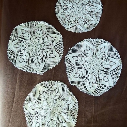 Handmade boho crochet doilies set of 4, diameter 34 cm