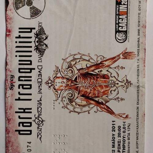 Dark Tranquillity ticket like new, concert 22/5/2011