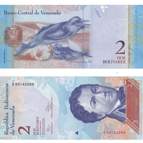 Venezuela Pink Amazon Dolphin Banknote New