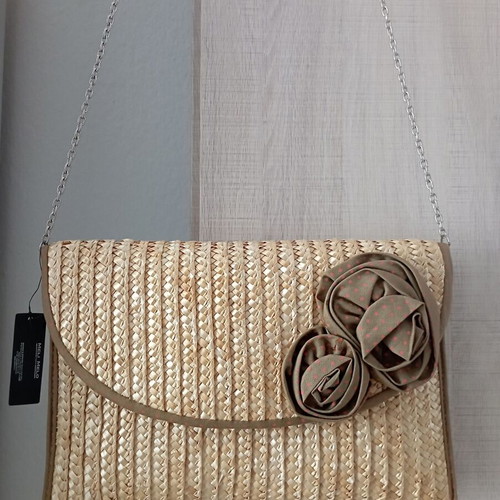 Straw shoulder bag new, beige