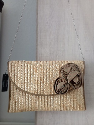 Straw shoulder bag new, beige