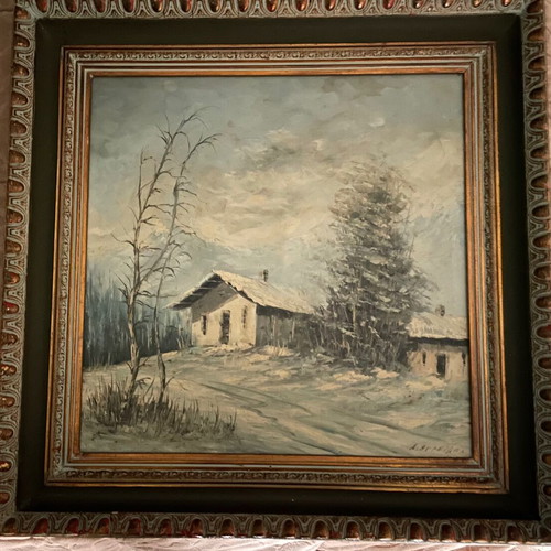 Winter oil painting by Dimitrios Vergidis like new, signed