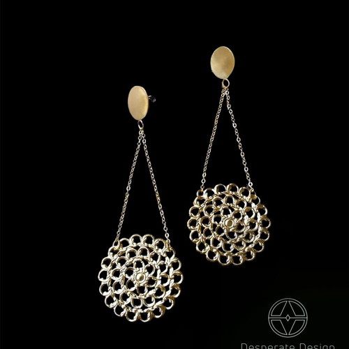 Desperate Design Handmade Gold-Plated Drop Earrings Excellent Condition