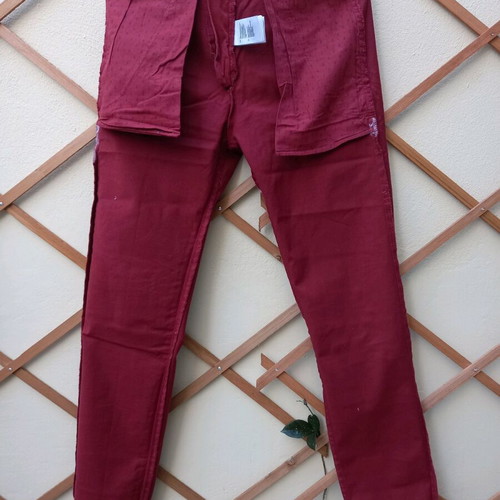 Nukutavake men's jeans used, slim fit, dark burgundy
