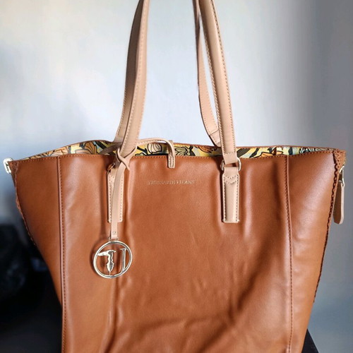 Trussardi Jeans daily bag used with minor leather wear