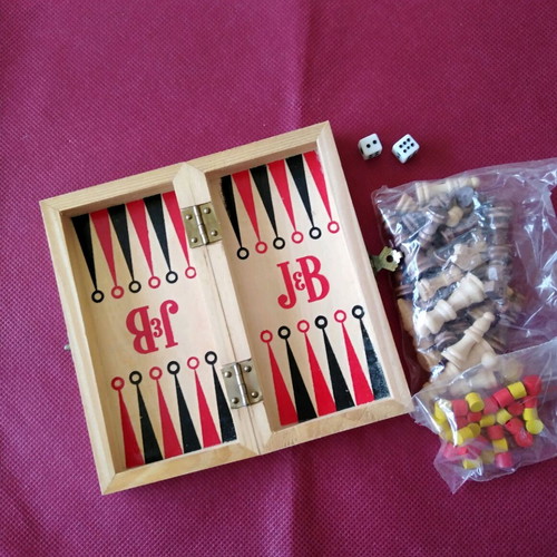 J&B wooden chess set like new, backgammon included