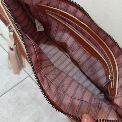 Leather shoulder bag with embossed paisley design, 28.5x15 cm