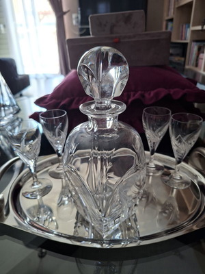 Wedding and Engagement Set like new with carafe, glasses, and tray