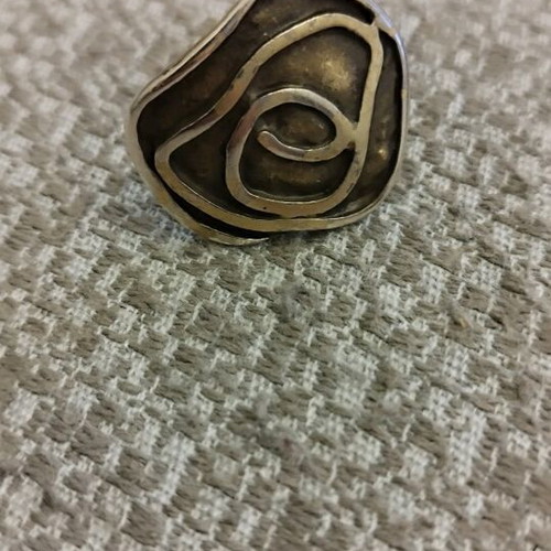 Ring used large adjustable size gray silver