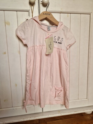 Zara pink short-sleeve dress with hood for girls 5-6 years new