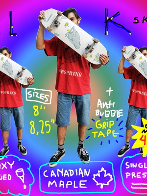 Skateboard Alk καινούργιο, καναδικό ξύλο, antibubble griptape