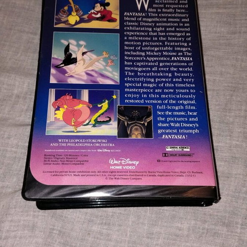 Fantasia VHS 1991 Walt Disney's Masterpiece like new