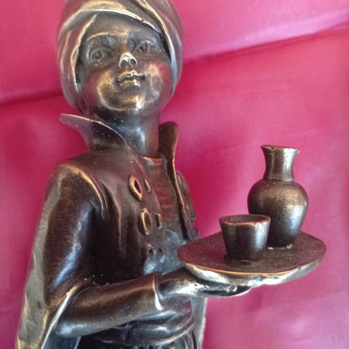 Philhellenic bronze statue on marble base, like new