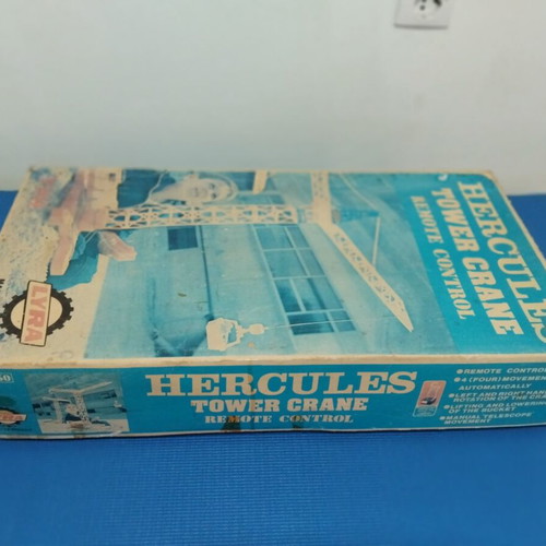 Lyra Hercules Tower Crane vintage toy used, Greek made 70s-80s