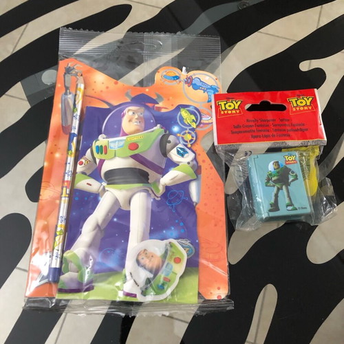 Toy Story 2 Buzz school set with 2 small notebooks, pencil, ruler, eraser, sharpener new Disney Pixar