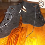 Women's platform shoes used with laces, black, size 38