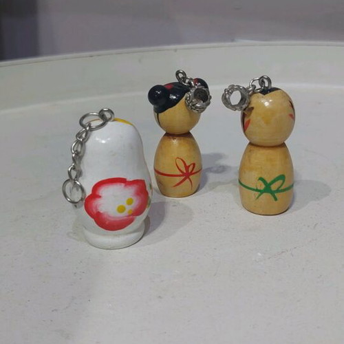 Vintage set of 3 wooden dolls like new (Kokeshi style / Matryoshka)