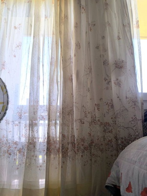 Curtain used vintage transparent with floral pattern