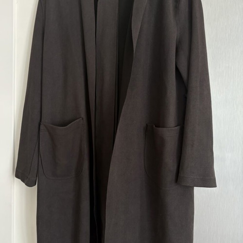 Celestino unisex black coat with hood and belt