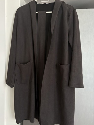 Celestino unisex black coat with hood and belt