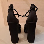 Luigi satin high heel pumps with ankle strap, black