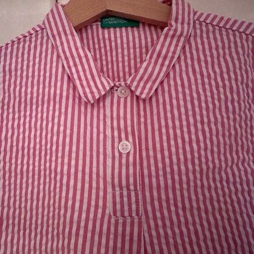 Benetton striped pink shirt like new, size 3-4 years