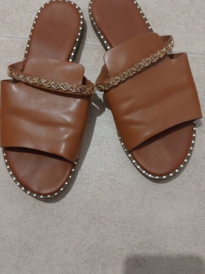 Leather slippers size 37 used, brown, comfortable