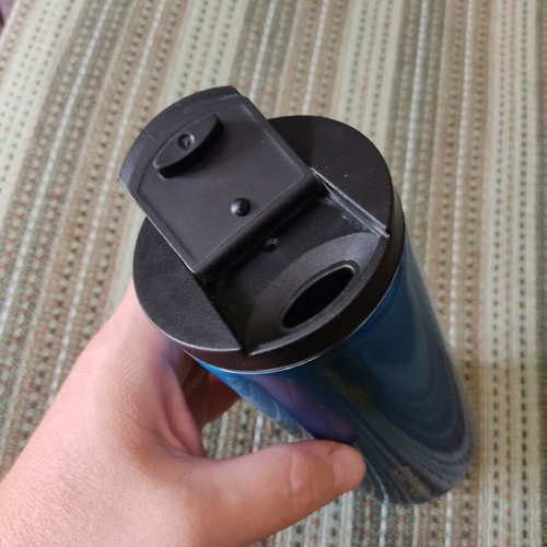 Coffee thermos container used, blue metallic, 500 ml