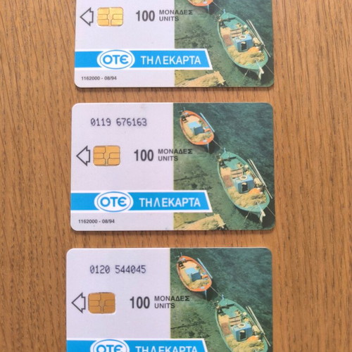 OTE phone cards 3 used, 100 units, edition 08/94