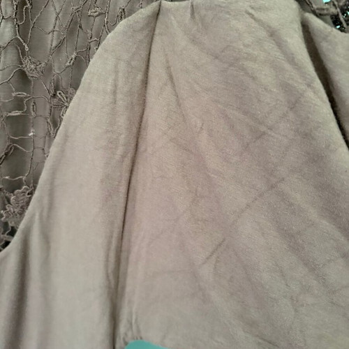 Sky Butterfly Blouse used, khaki with open lace back
