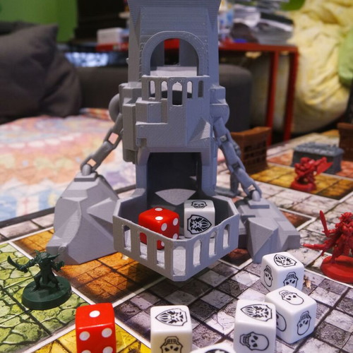Floating Castle Dice Tower, 3D printed fantasy dice roller