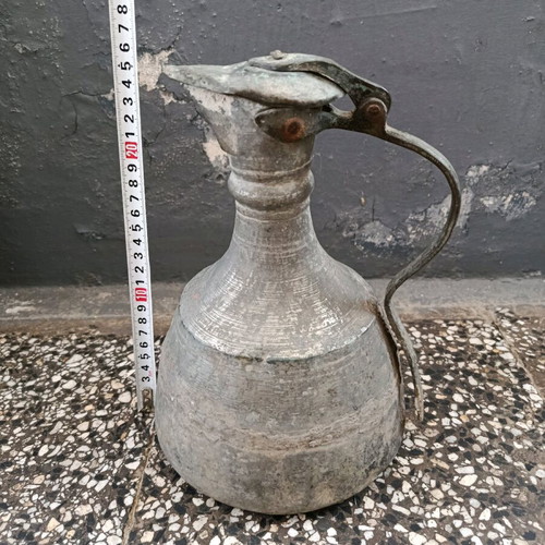 Copper ewer with inscriptions from 1921, used