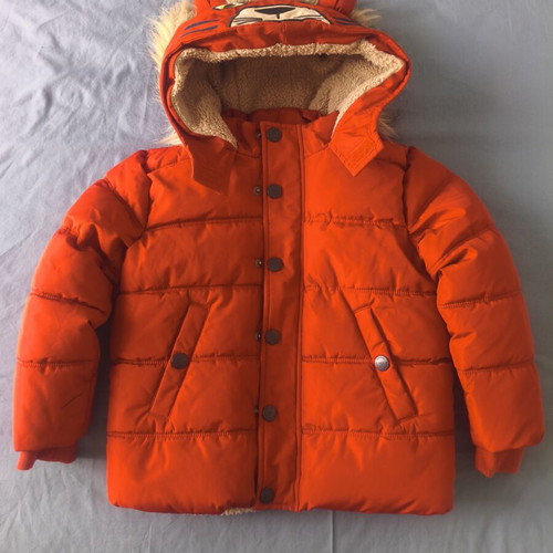 Dpam boys' waterproof jacket new, orange lion design, size 110 cm