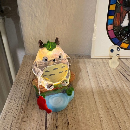 Fishing Totoro figure with LED light and Ghibli house cards