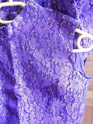 Vintage maxi lace dress like new, purple and gold
