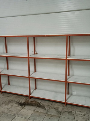 Shelves used four-level set of 2 pieces, 4x1.9x0.4 meters